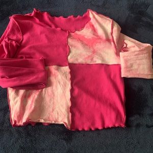 Pink long sleeve crop top